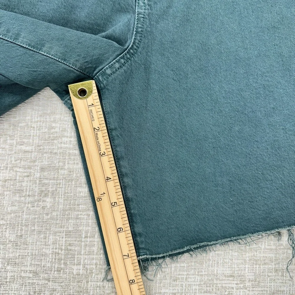 Universal Thread Shorts Womens 12 Teal Vintage Bermuda 7 Inseam‎ Raw Hem Stretch